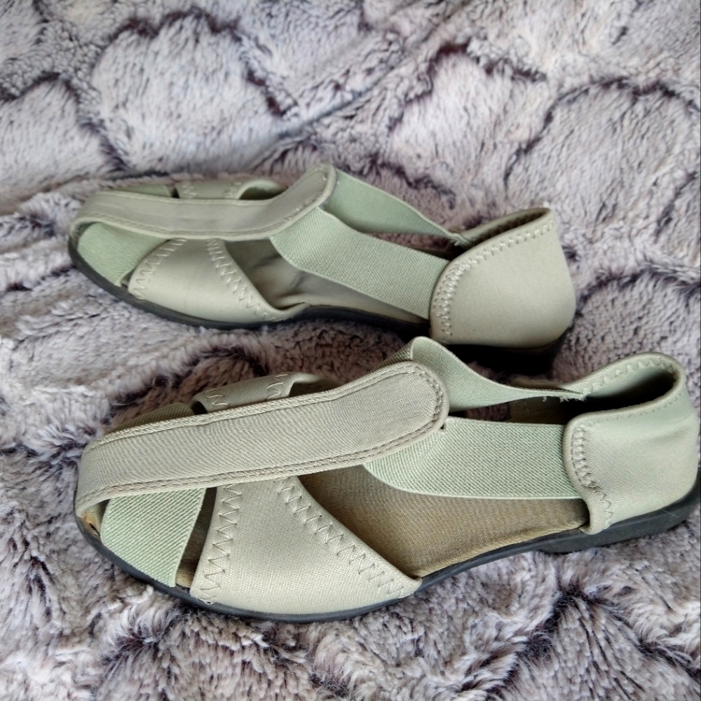 Sage green stretch sandals 7